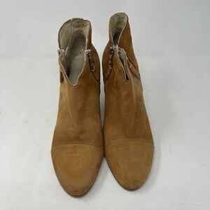 Rag & Bone New York Tan Margot Fringe Side Zip Ankle Boots Size 37.5